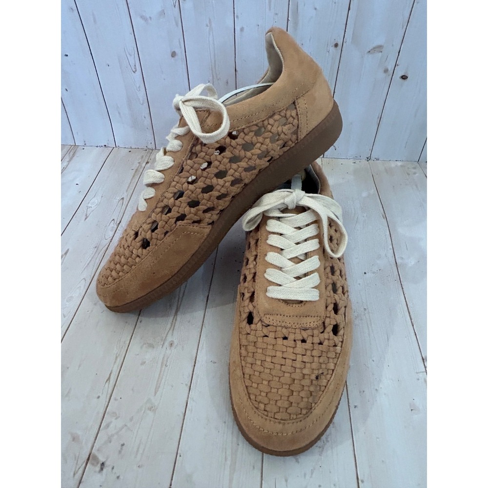 Oasis Society Woven Vegan Leather Sneakers Earth Tone  Brown Low Top Lace Sz 9
